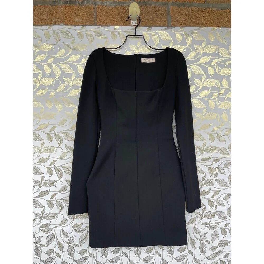 Bec + Bridge Black Square Neck Mini Dress - Mod Chic Minimalist Core Size 2